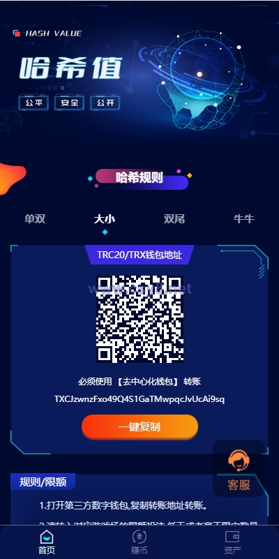 前端vue版哈希竞彩/区块链哈希值游戏/usdt/trx双玩法 - 财神爷海外源码-财神爷海外源码